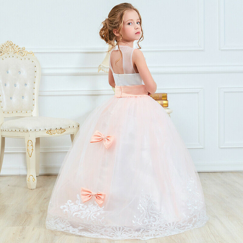 Flower Girl Dress Lace Princess Girls Kids Pageant Dresses Weeding Formal Gown